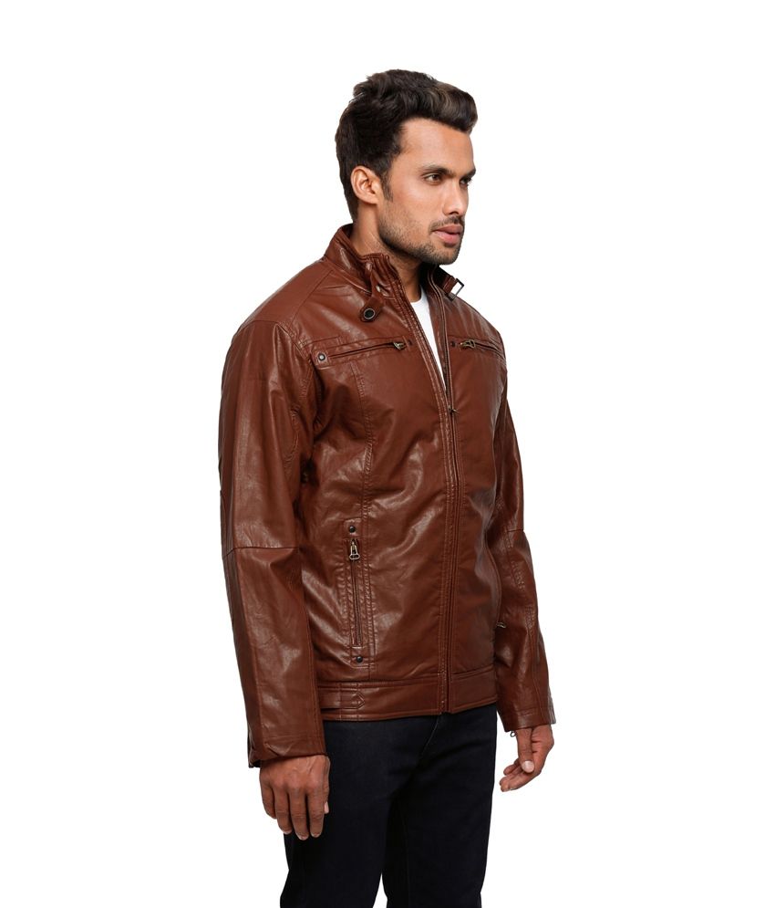Status Quo Brown Pu Leather Full Sleeves Men Jacket Status Quo Brown Pu Leather Full Sleeves Men Jacket