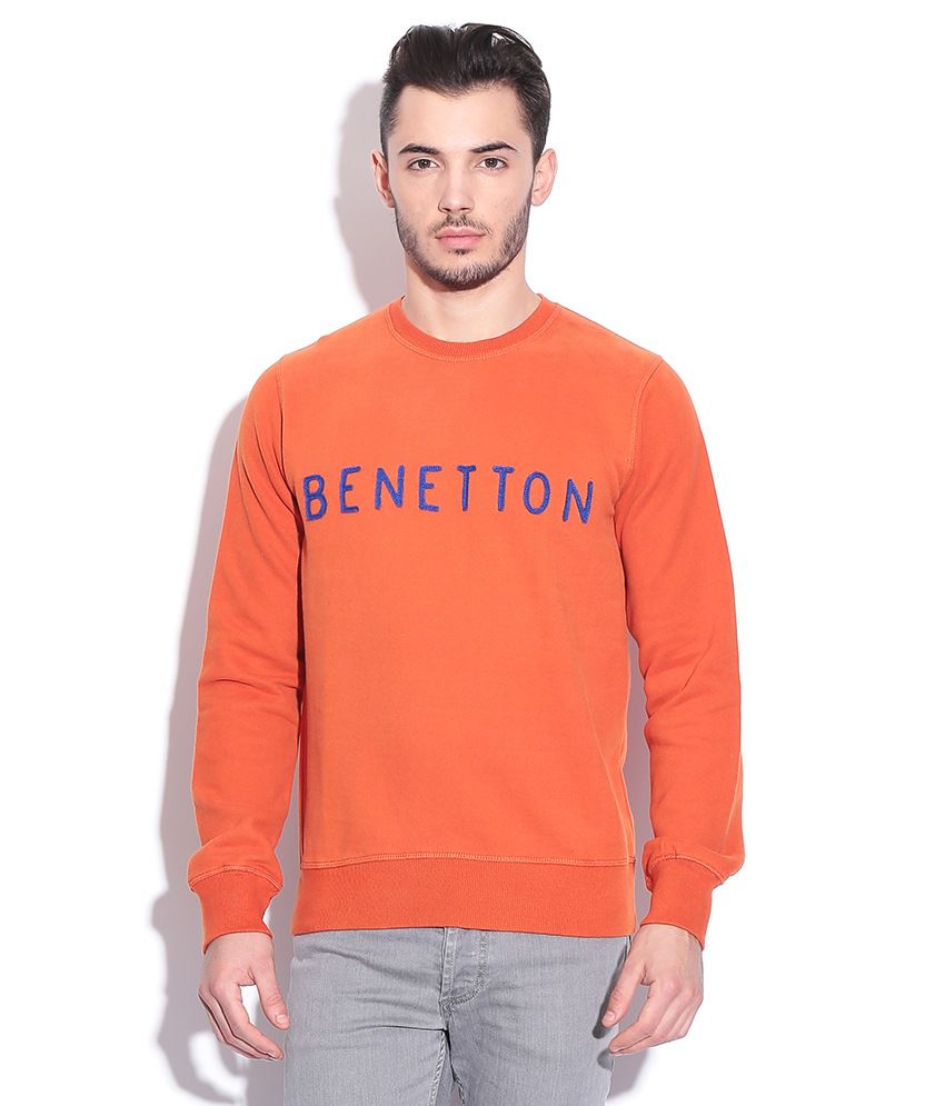 United Colors Of Benetton Orange Cotton Blend Sweatshirt - Buy United ...