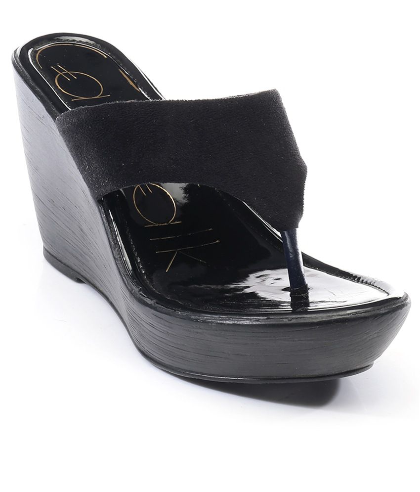 Wording financial bathing Catwalk Black Heeled Slip-On Sandals Price in India- Buy Catwalk Black  Heeled Slip-On Sandals Online at Snapdeal