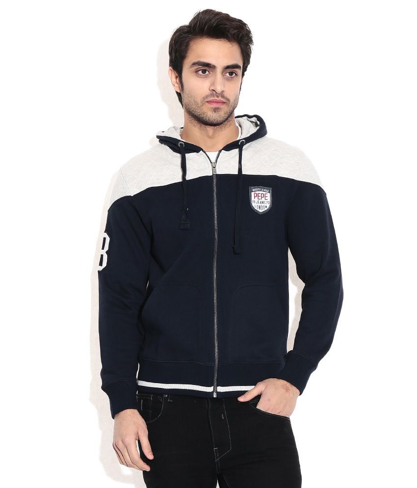 Pepe Jeans Navy Cotton Sweatshirt - Buy Pepe Jeans Navy Cotton Sweatshirt Online at Low Price in 