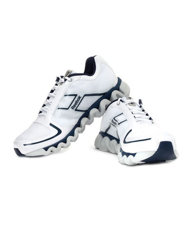 reebok white and blue ziglite running sports shoes