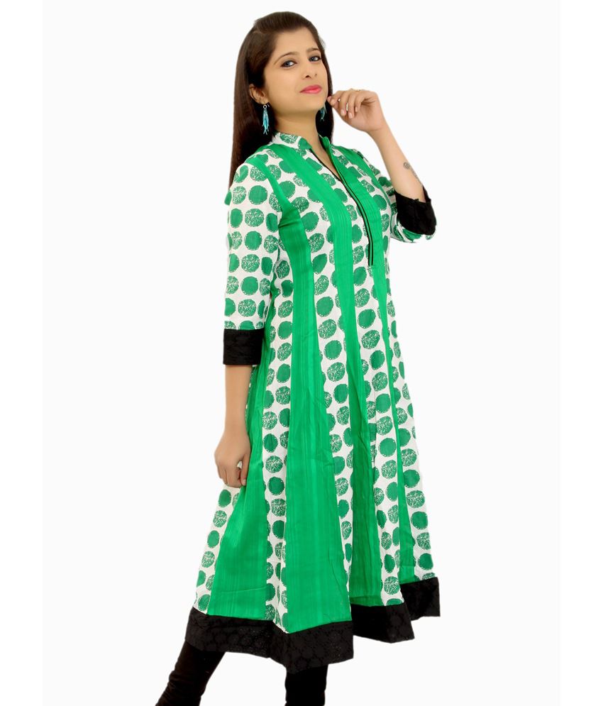 Mountain Colours Multi Color Cotton 3/4th Sleeves Printed Anarkali
