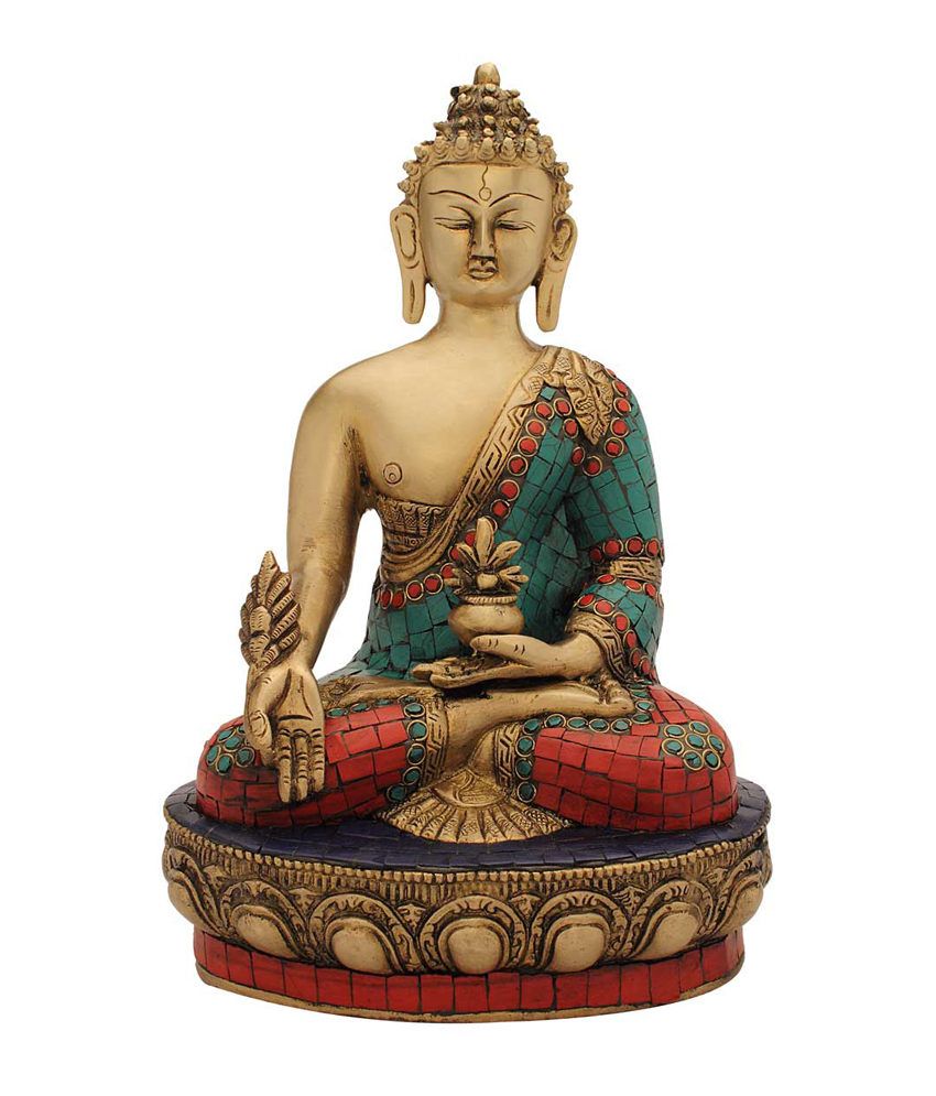 Statuestudio Buddha Idol- Seated On Stone Base - Medicinal Buddha ...