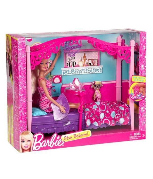 barbie glam bedroom furniture and doll set - buy barbie glam bedroom