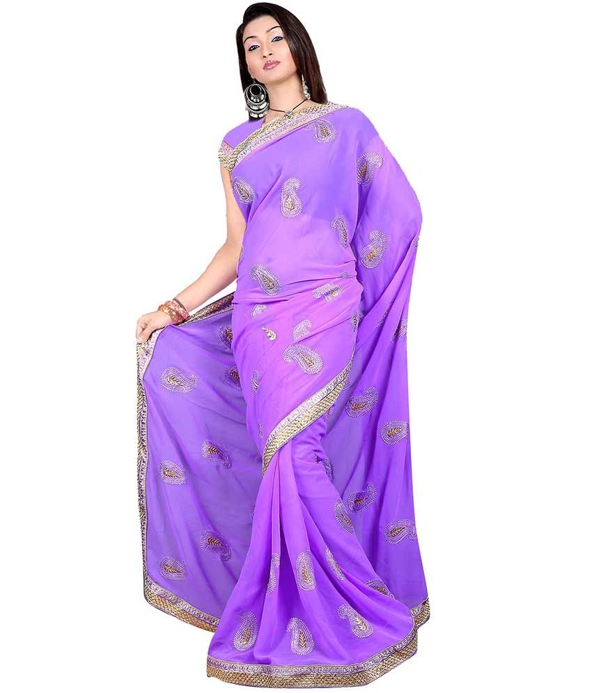purple chiffon saree