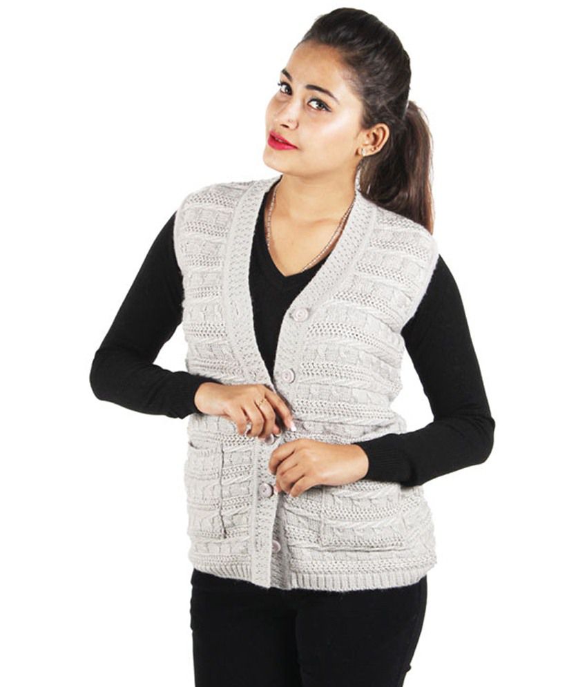Buy Agno3 Sober Gray Sleeveless Cardigan Online at Best Prices in India ...