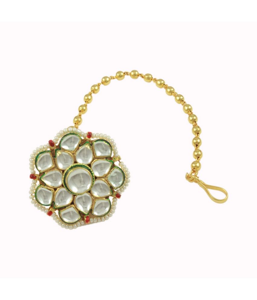 Orniza Rajasthani Kundan Bor tika with Pearl Border Buy Orniza