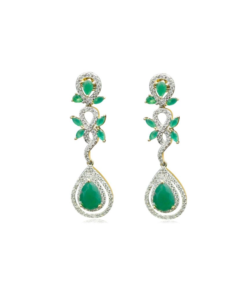 Jbpearls Green Emerald Stone Earrings Jbpearls Green Emerald Stone Earrings