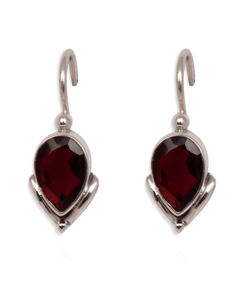 Silverwala 925 Silver Garnet Stone Earrings Silverwala 925 Silver Garnet Stone Earrings