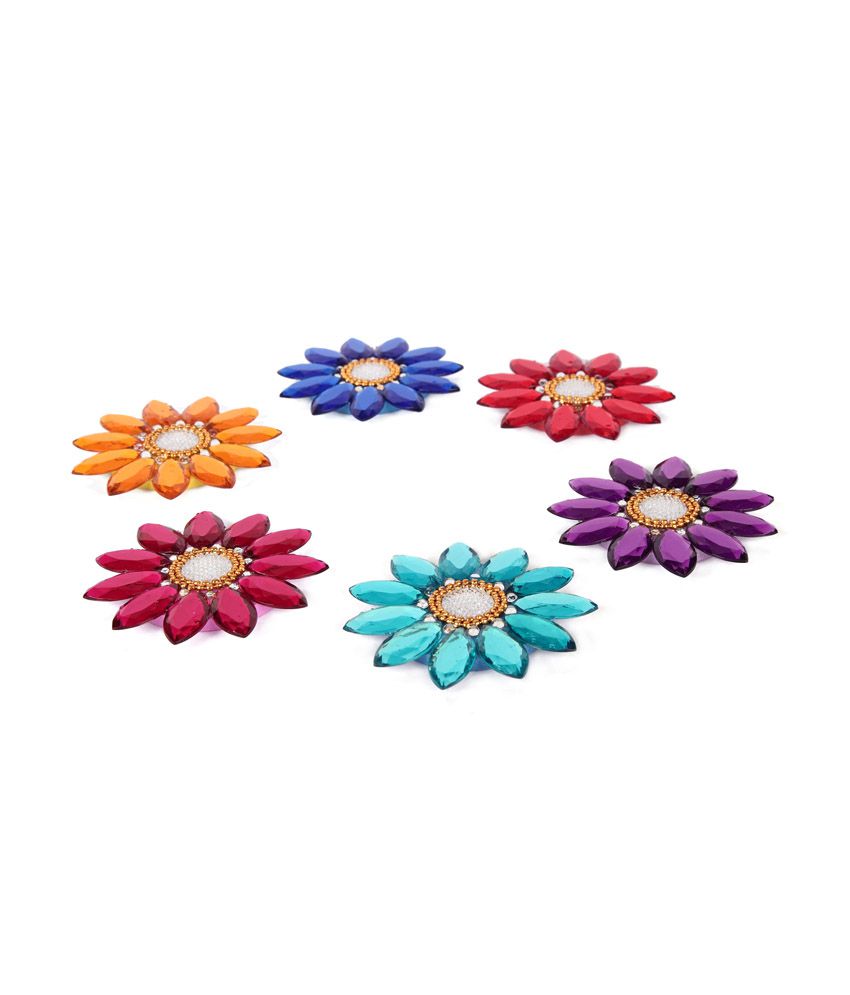 Suman Creations Multi-colour Rajasthani Floating Flowers Set- 6 Pcs ...