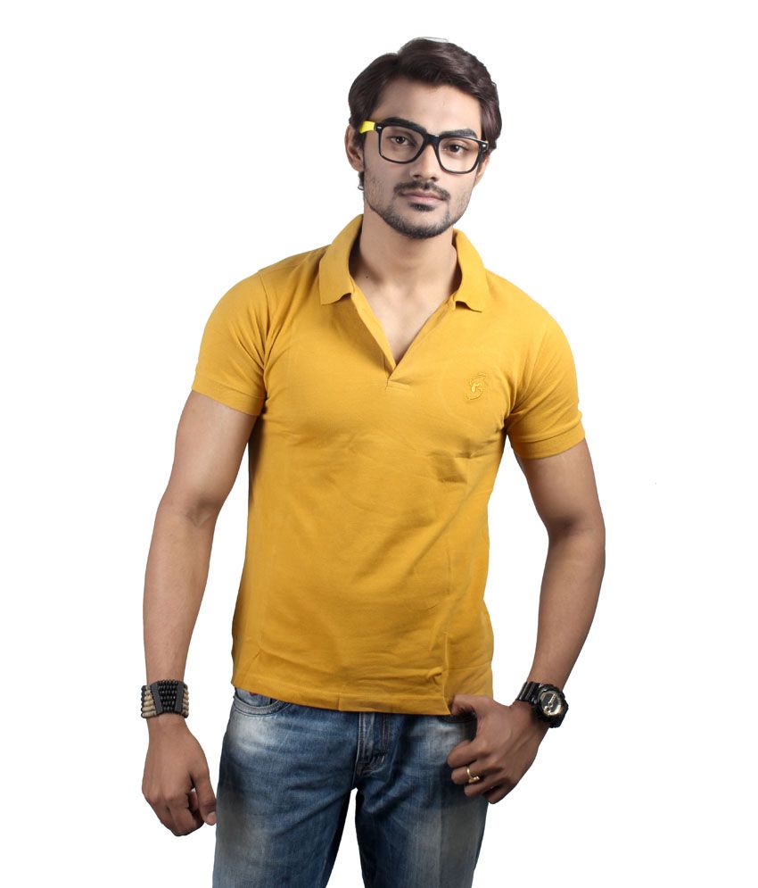 Spur Yellow Cotton Half Sleeves Polo T-shirt - Buy Spur Yellow Cotton ...