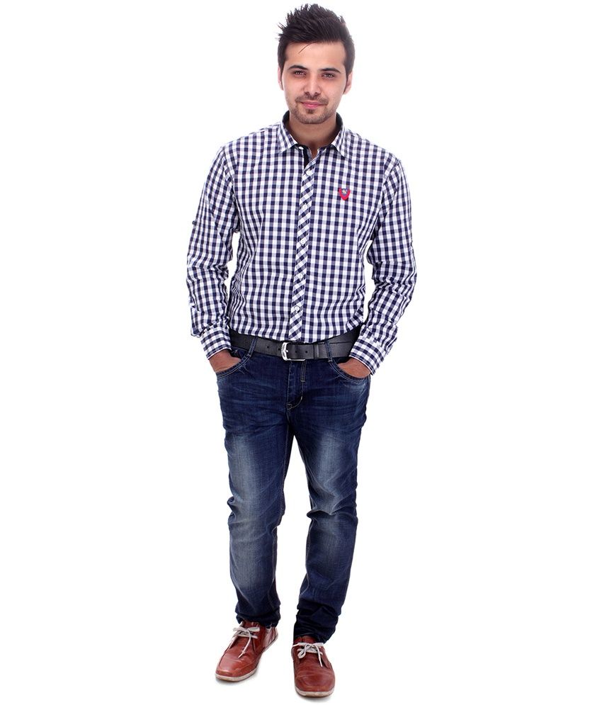 Cobb Blue Cotton Basics Slim Fit Men 