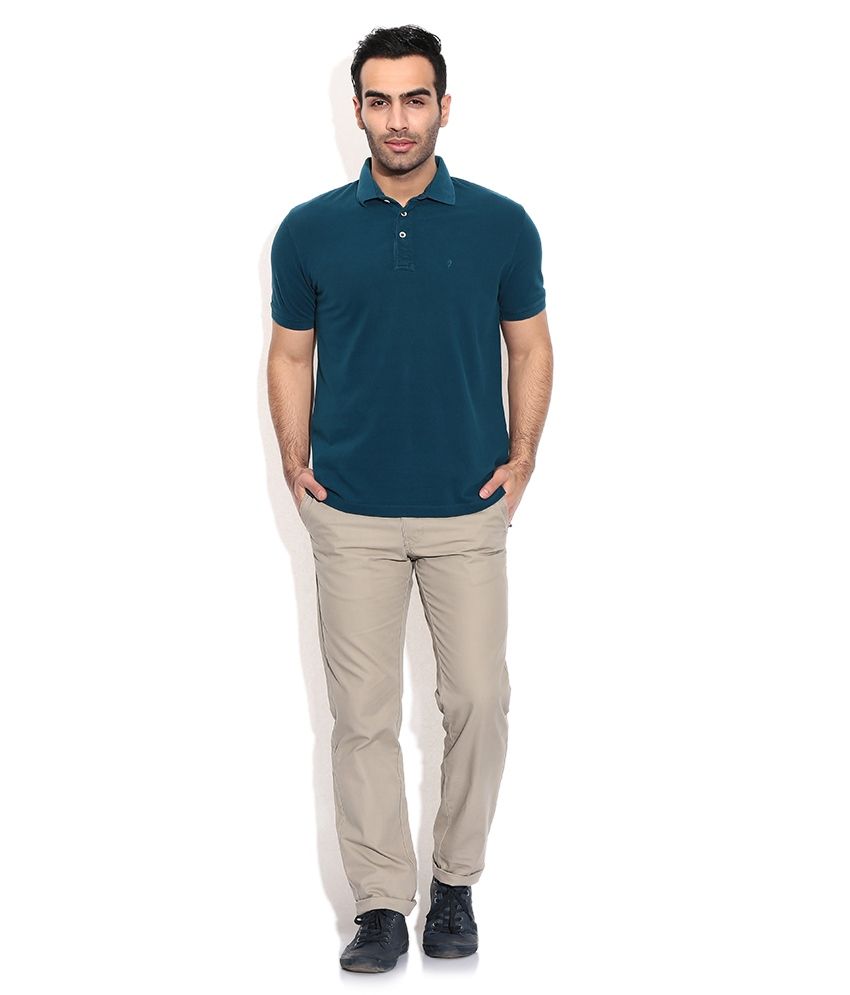 Indian Terrain Blue Cotton Polo T-Shirt - Buy Indian Terrain Blue ...