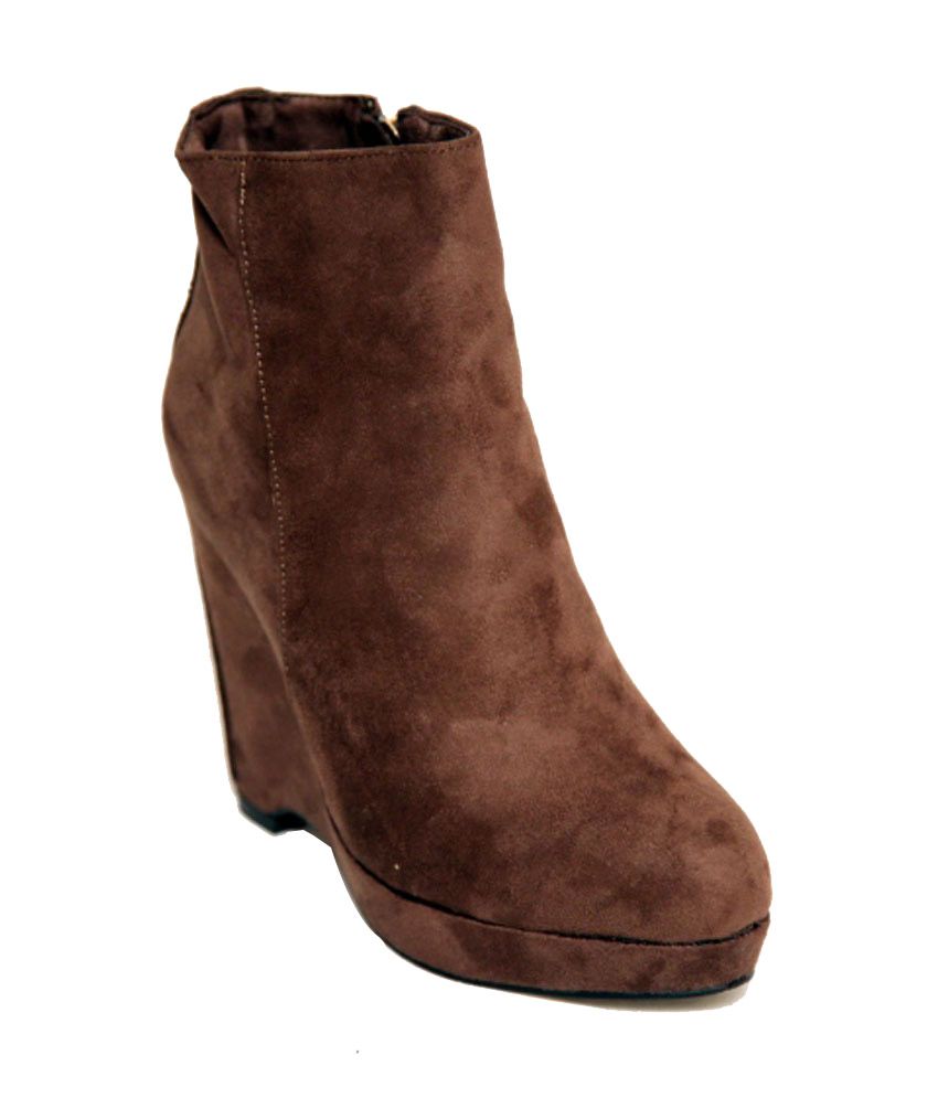brown wedge lace up boots