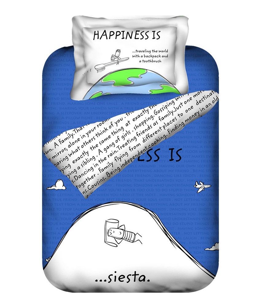 Portico New York Happiness Is Blue & White Single Bedsheet With 1