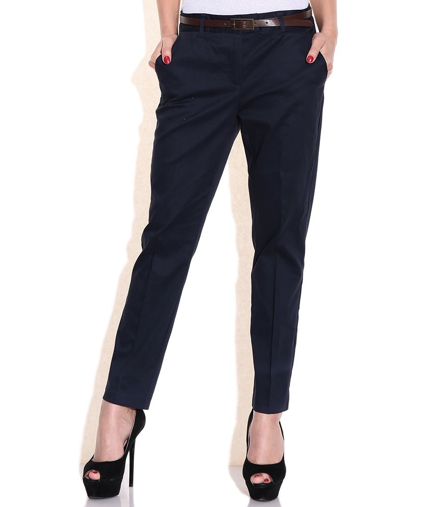 Buy Vero Moda Navy Regular Fit Trousers Online at Best Prices in India ...