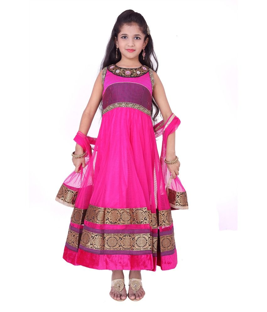 For Kids Pink Anarkali Churidar Set For Girls - Buy For Kids Pink 