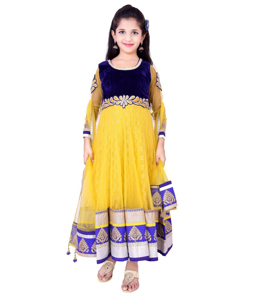 46% OFF on For Kids Yellow Anarkali Churidar Set For Girls on Snapdeal ...