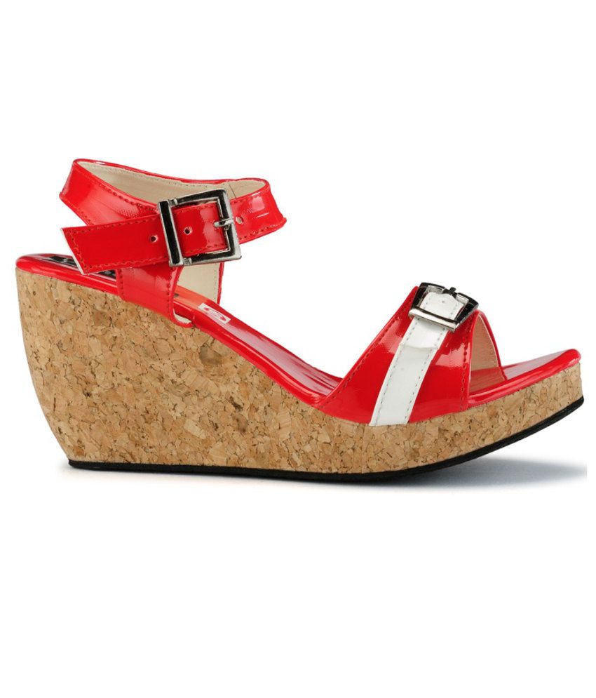 Nell Red Wedges Sandals Price in India- Buy Nell Red Wedges Sandals ...