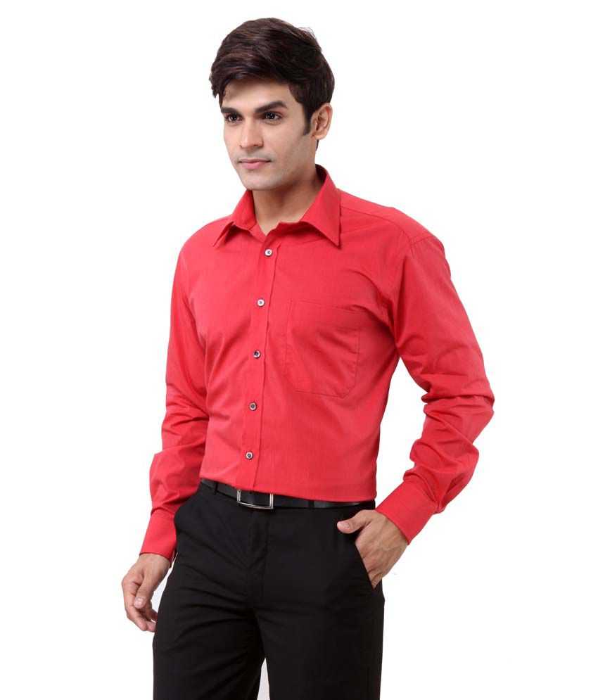 Shree Balaji Babosa Garments Red Cotton Blend Regular Full Sleeves ...