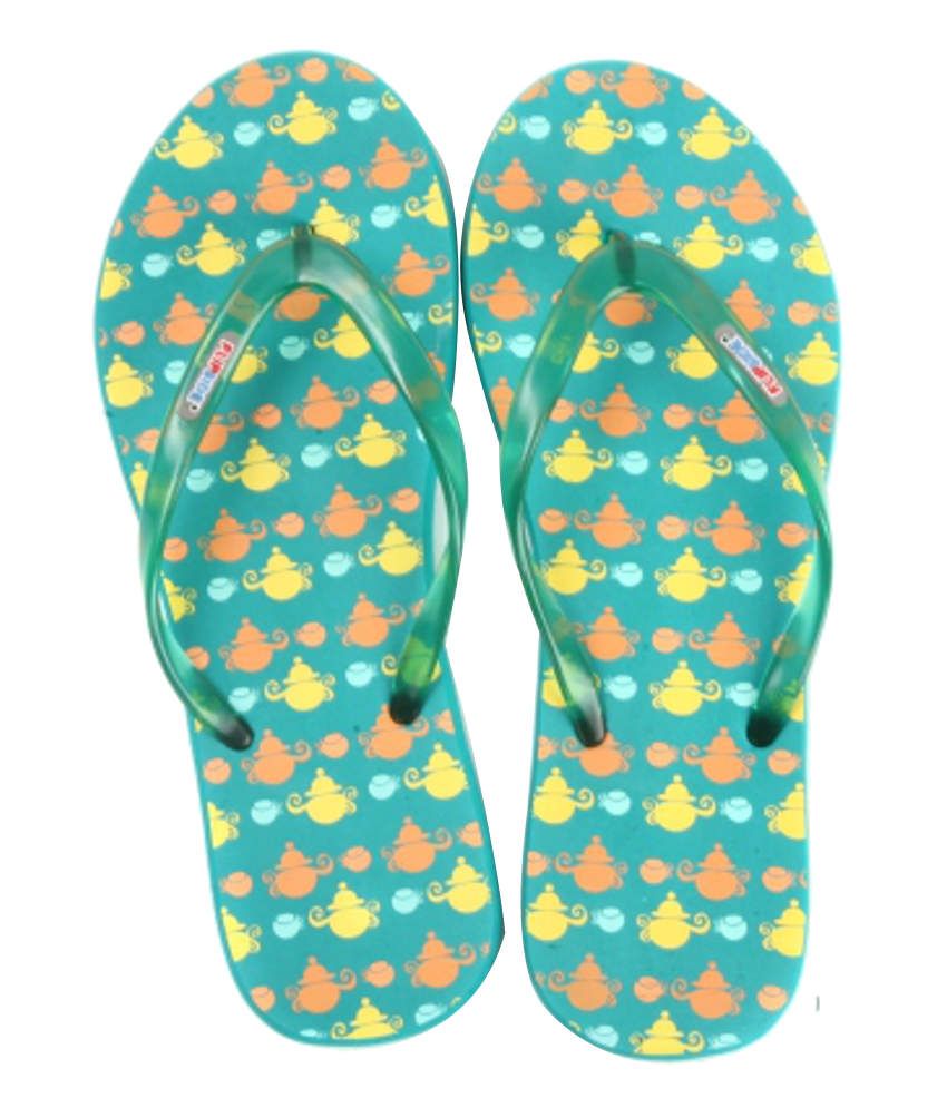 green platform flipflops