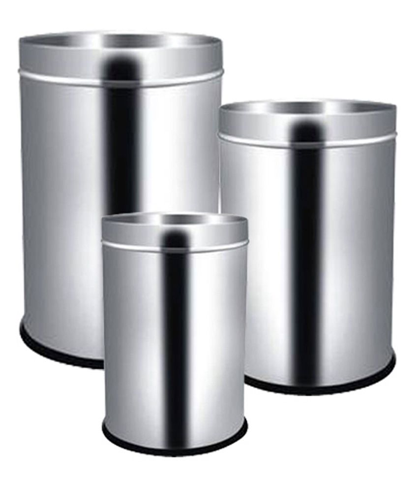 Sssilverware Stainless Steel Plain Dustbin Set Of 3 Pieces Buy