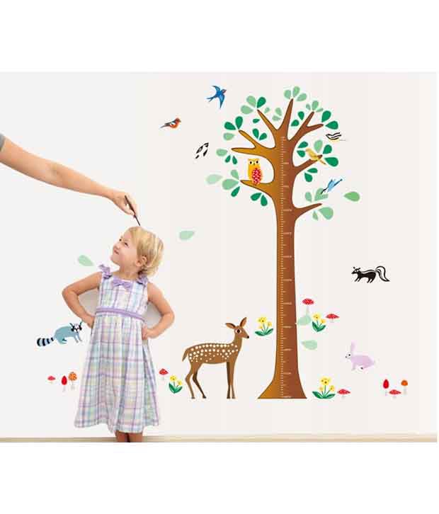     			Asmi Collection Pvc Wall Stickers Height Tree Deer