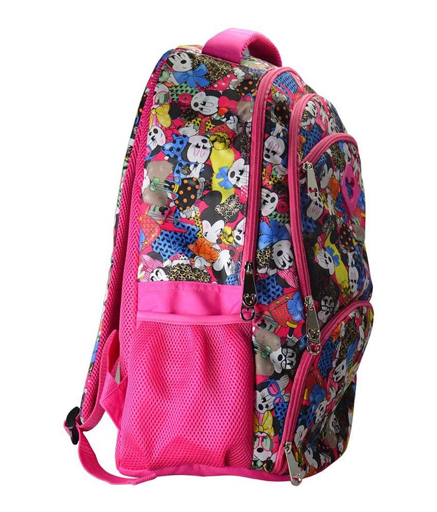 Disney Mickey Mouse Polyester Pink Mickey School Bag For Girls: Buy ...