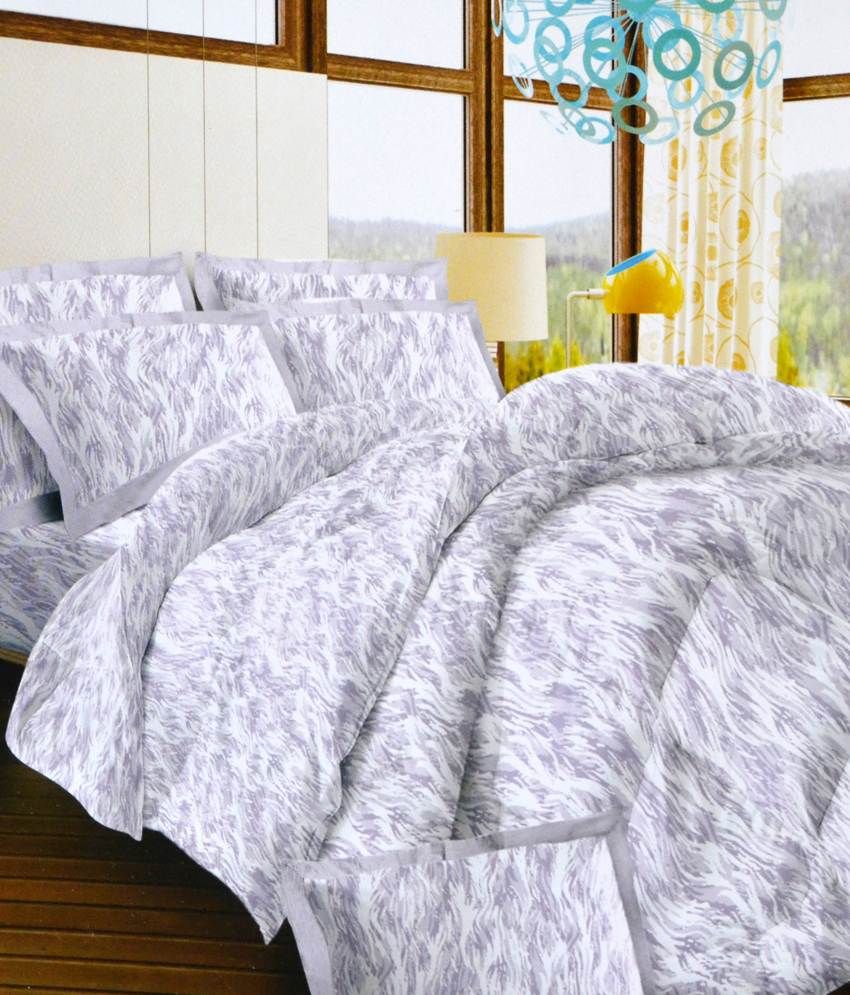 Bombay Dyeing Gray And White Abstract Cotton Single Bedsheet With 1