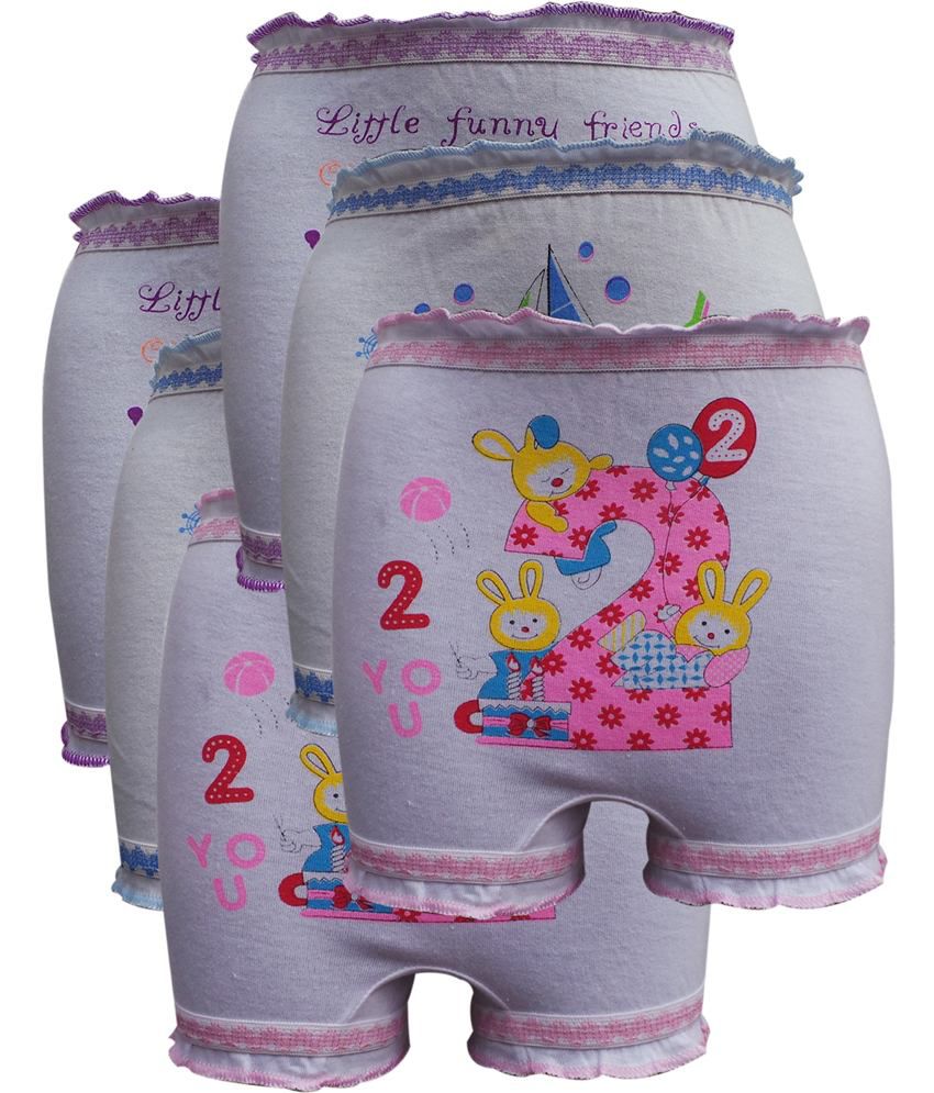     			Lure Wear White Color Multi Design Bloomers (pack Of 6)