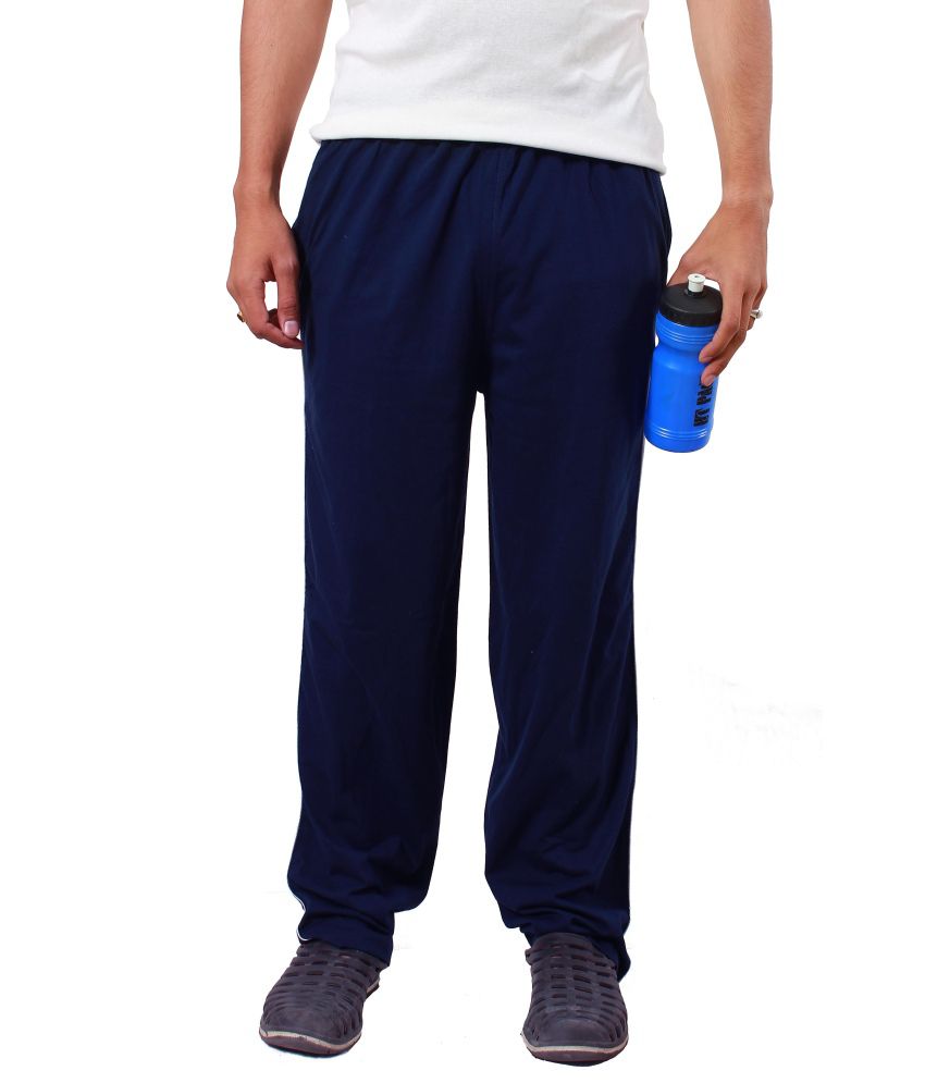 Mens Navy Blue Cotton Track Pants With Zipper Pockets - Buy Mens Navy ...