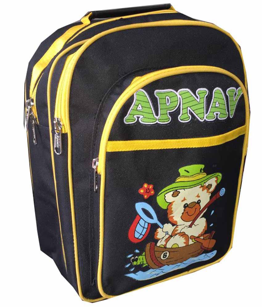     			Apnav Kids Black And Yellow School Bag