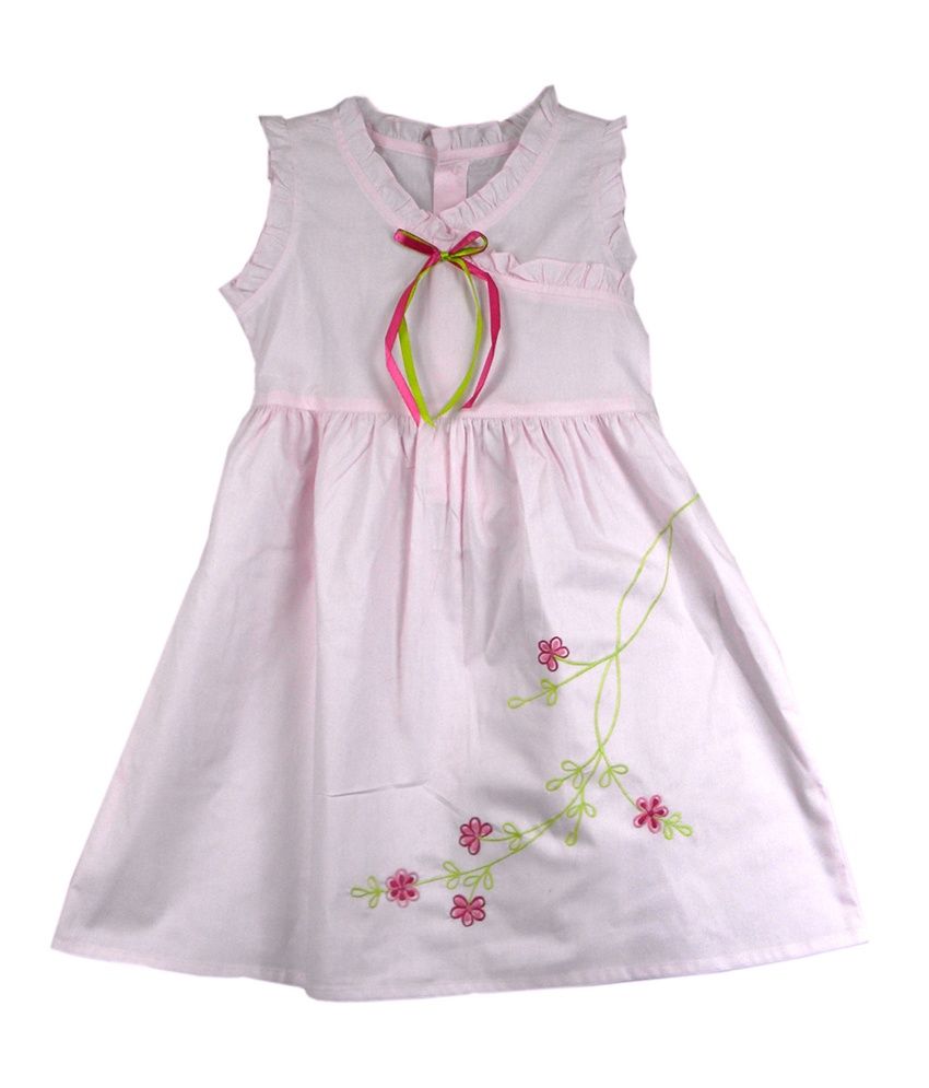 Ssmitn Baby Pink Cotton Frock With Embroidery - Buy Ssmitn Baby Pink 