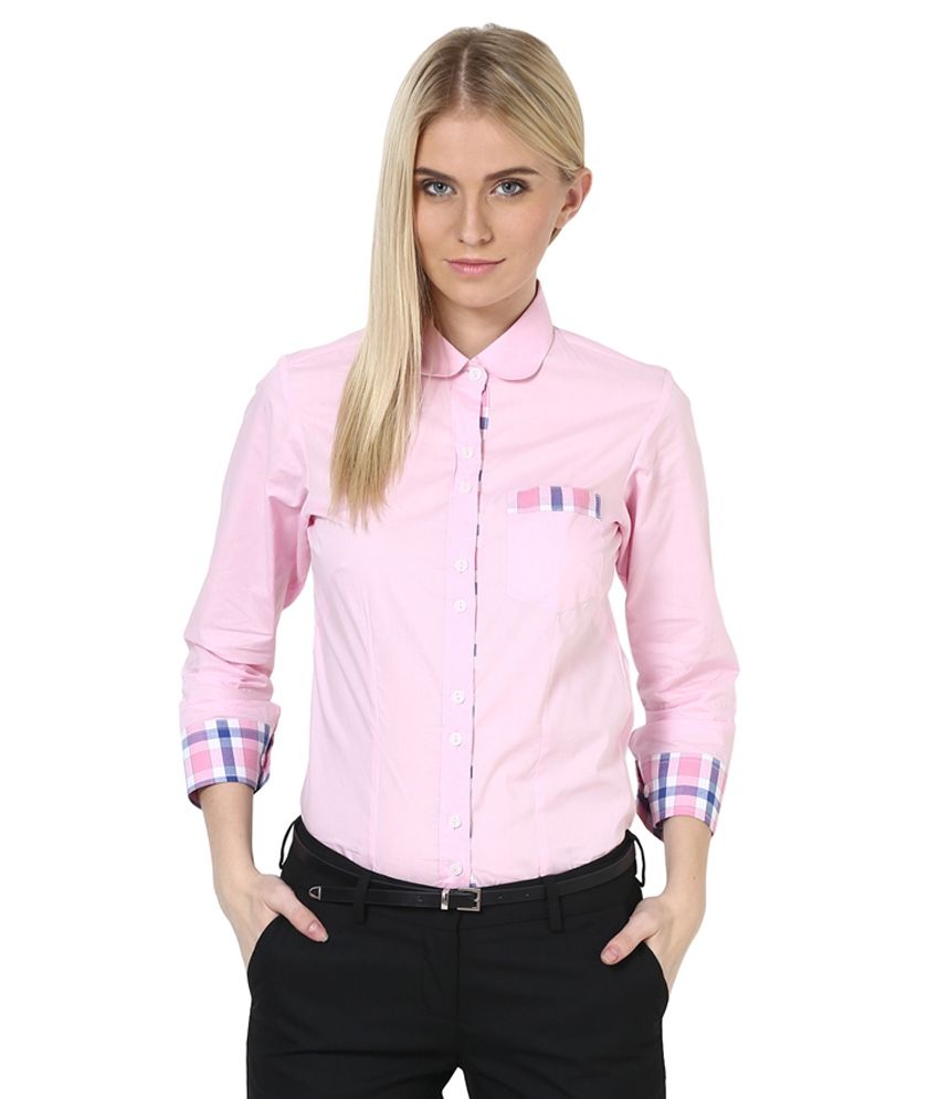 pink cotton shirt ladies