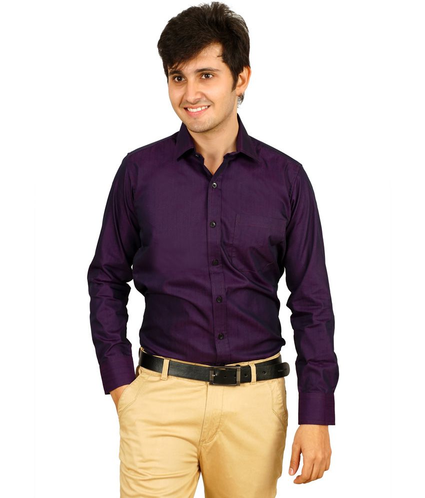 Helg Purple Cotton Formal Shirt For Men ...