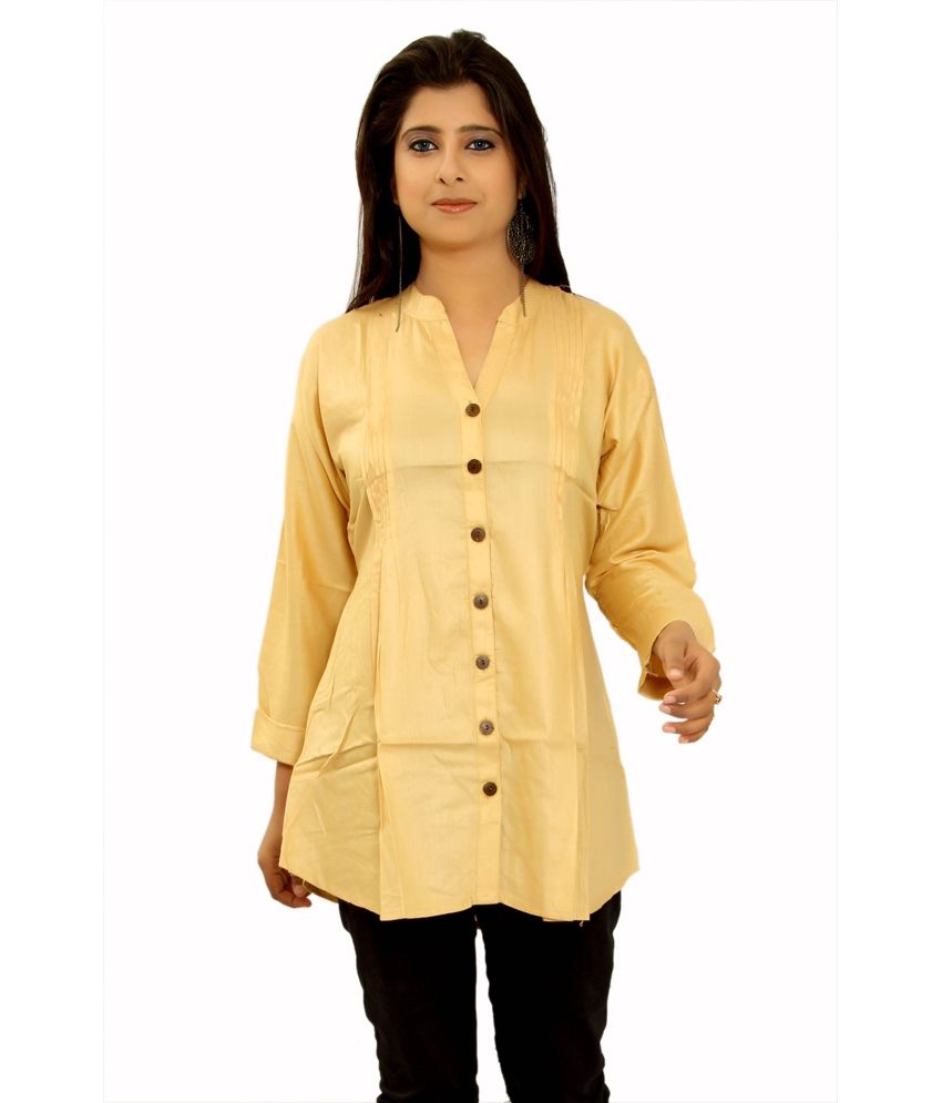 Aawari Beige Poly Rayon Plain Kurti - Buy Aawari Beige Poly Rayon Plain ...