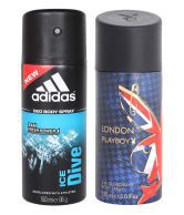 Adidas Ice Dive & Playboy London Deodorants For Men - Set Of 2 150ml