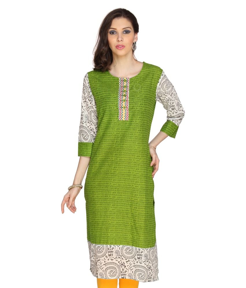 green kurti party wear