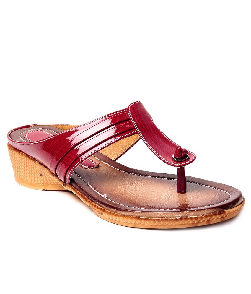 Ladies Comfort Red Sandals Price in India- Buy Ladies Comfort Red ...