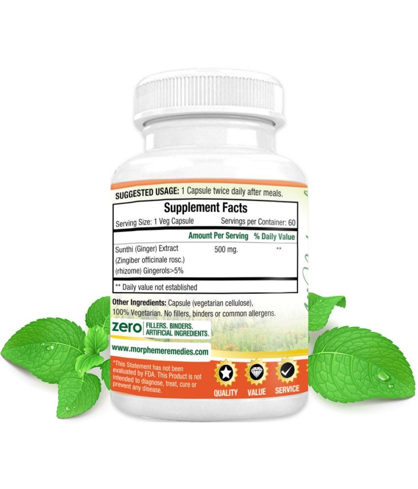 Morpheme Remedies Ginger Capsules For Digestive Support 500Mg Extract