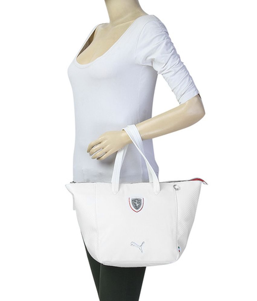 puma white and gold handbag