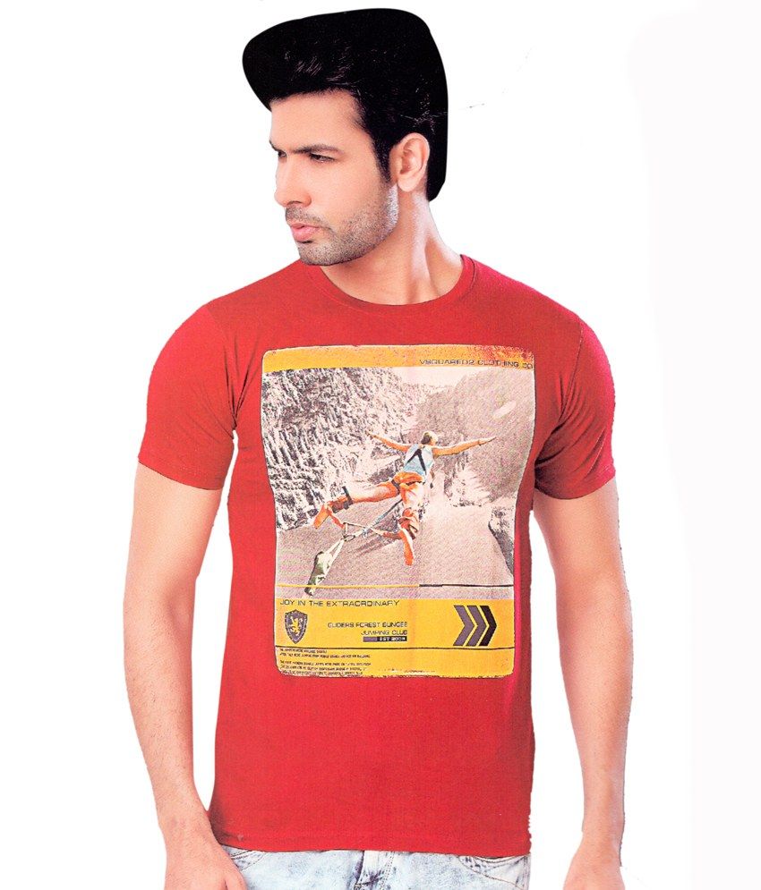 Vsquared2 Maroon Cotton Round Neck Half Sleeves T-shirt - Combo Of 2 - Buy Vsquared2 Maroon 