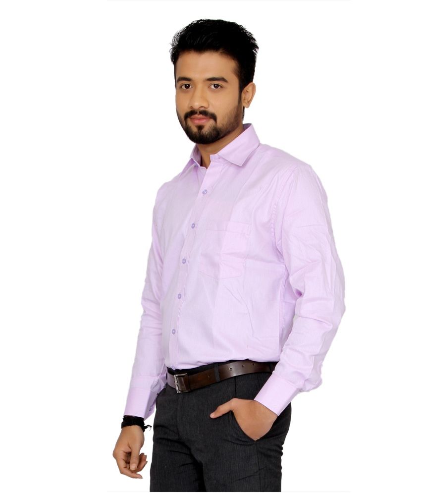 Indian Weller Purple Self Cotton Blend Full Sleeves Formals Regular Men ...