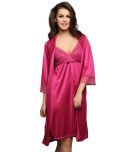 Clovia Pink & Red Satin Nightsuit Sets Pack of 2