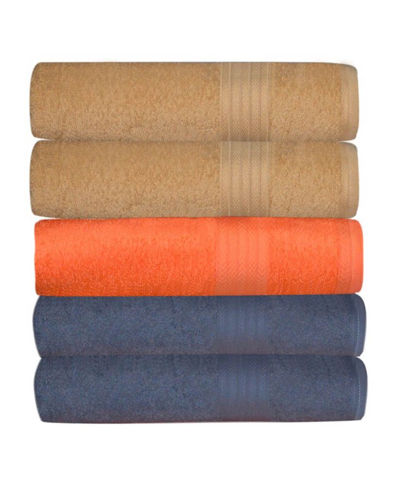 Creative Terry Set of 5 Cotton Bath Towel Multi Color Buy Creative