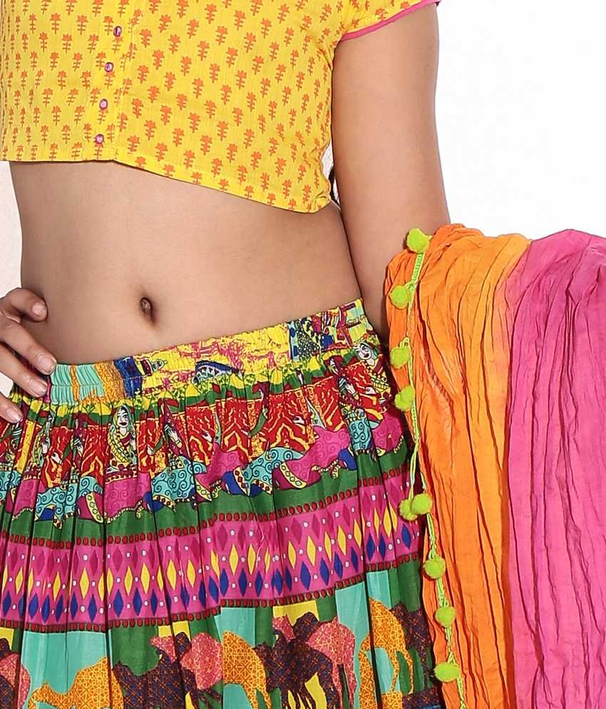 Biba Multi Casual Tiered Cap Sleeve Lehenga Cholis Buy Biba Multi