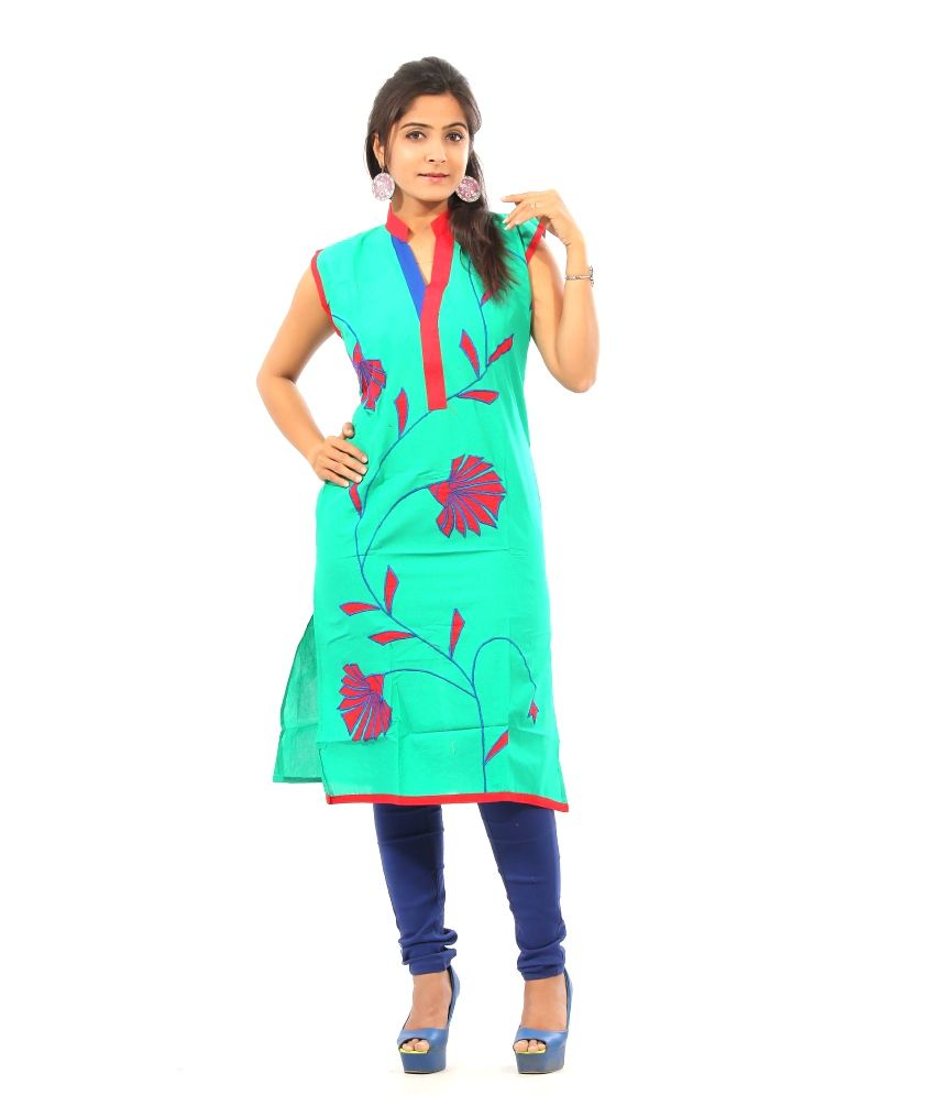 Vasnm Half Sleeve Green Solid Casual Stand Collar Kurti Buy Vasnm Half Sleeve Green Solid