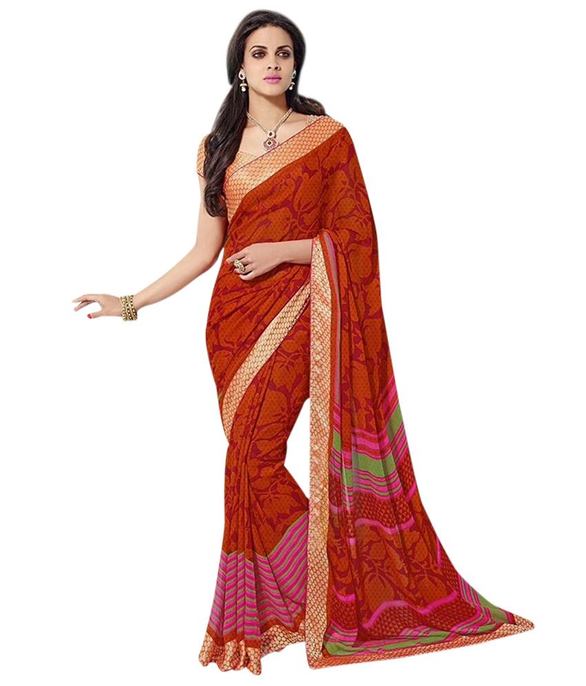 Vishal Sarees Multicoloured Georgette Saree - Buy Vishal Sarees ...