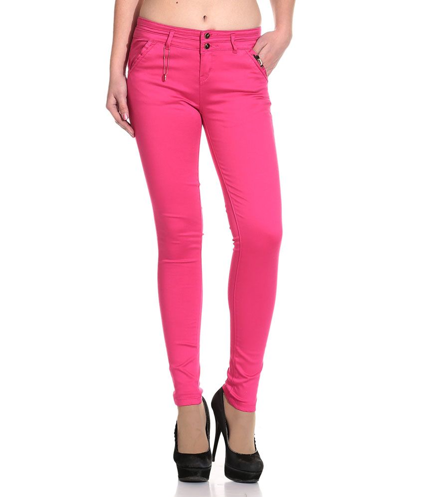 pink denim jeans