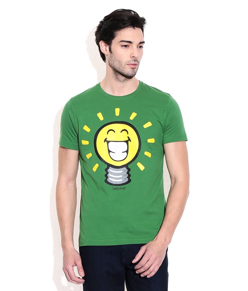 green smiley face shirt